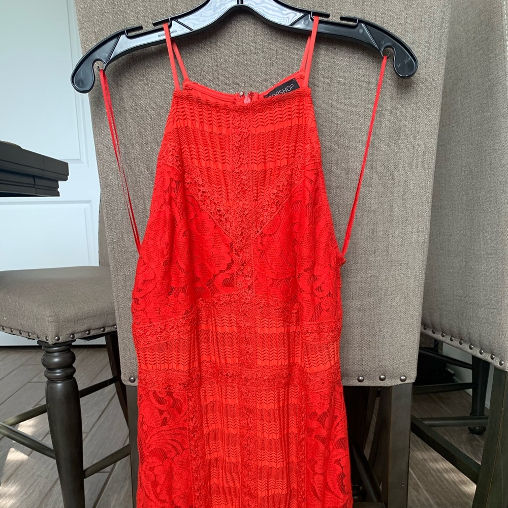 Topshop Strappy Lace Bodice Dress